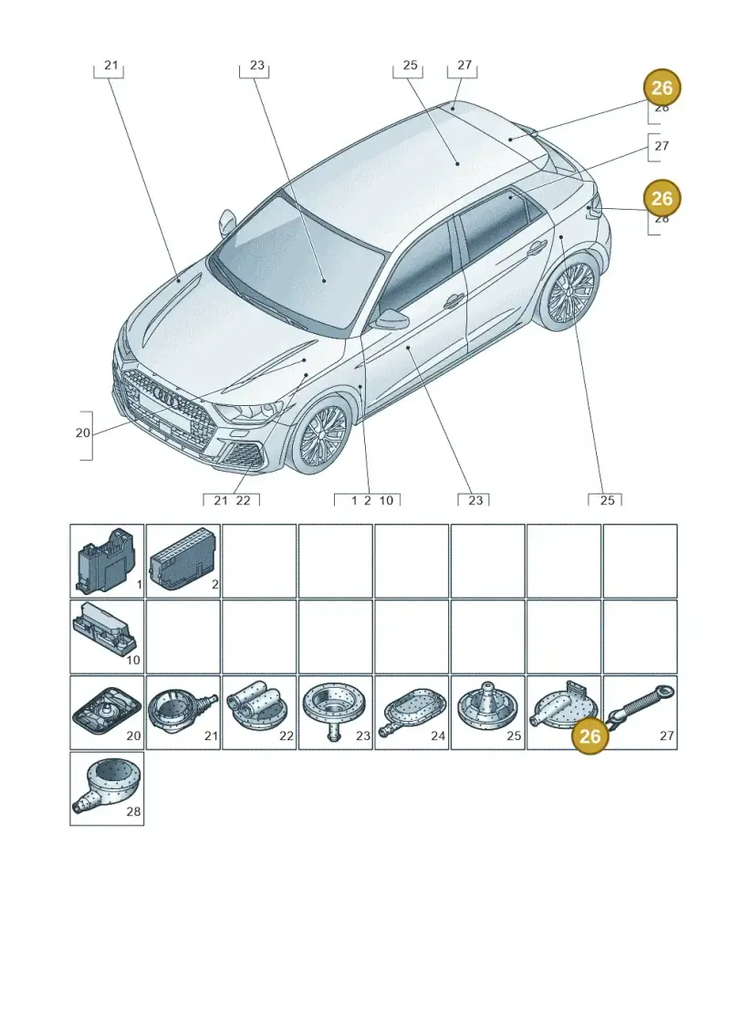 8E0971841F — Audi A1 sportback 1.0 (2018-) diagram 592971810, position 26