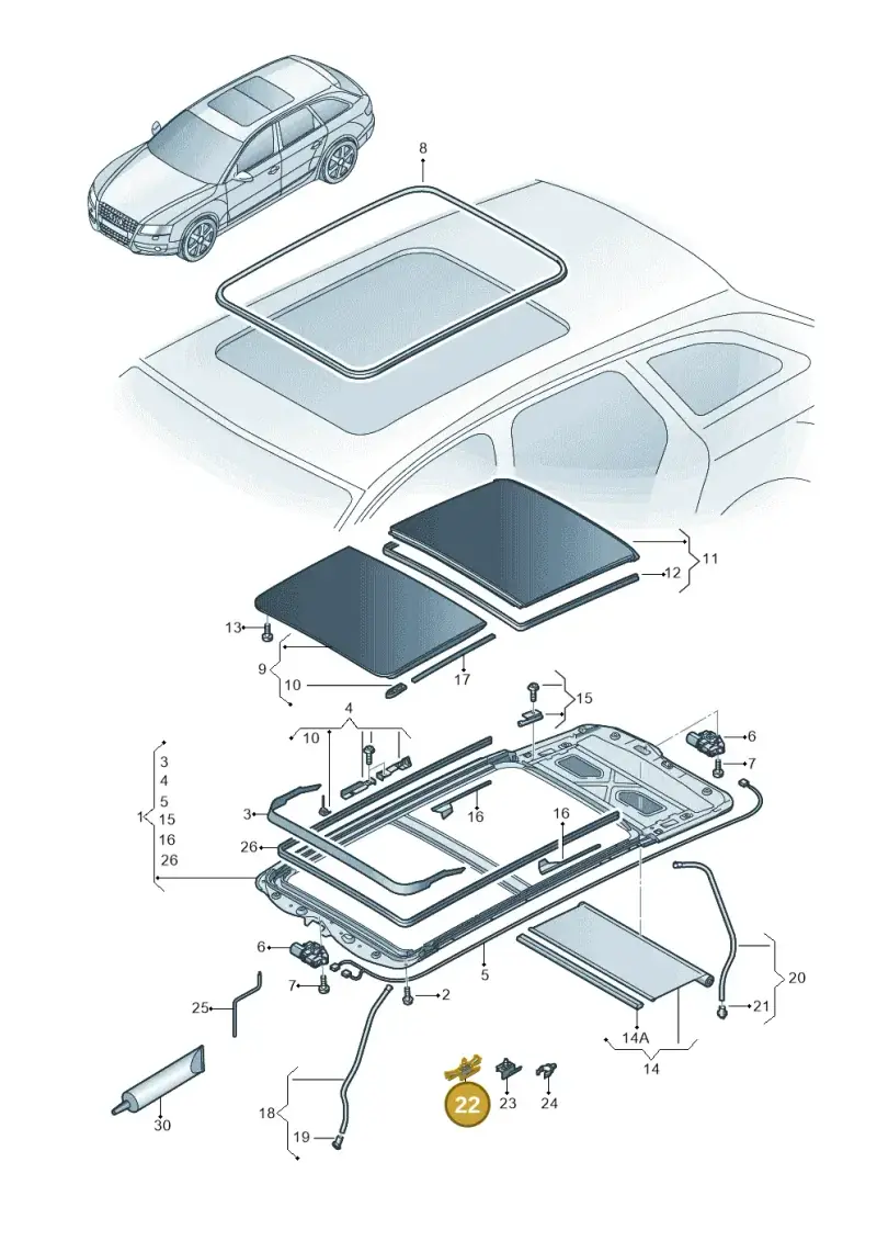 8E0971848F — Audi RS4 Av. qu. 4.2 (2012-2015) diagram 636877100, position 22