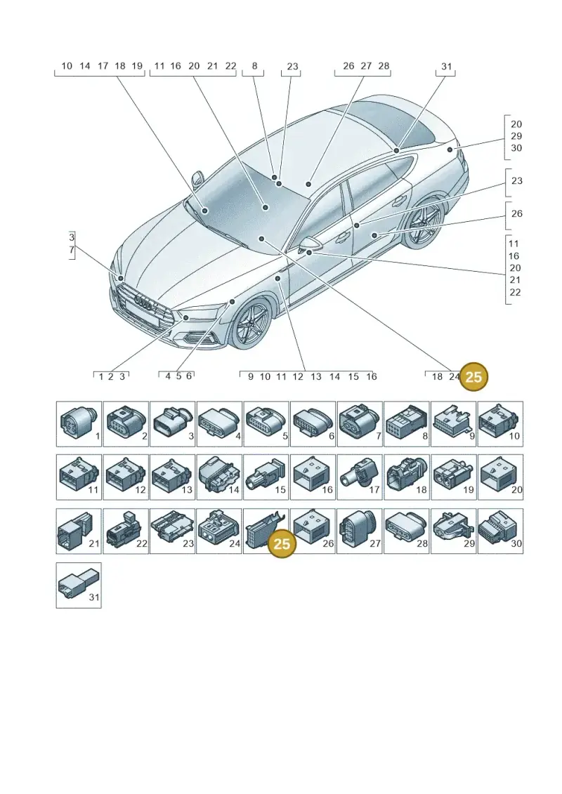 8E0971980 — Audi RS5 Sportback (2017-) diagram 897971790, position 25