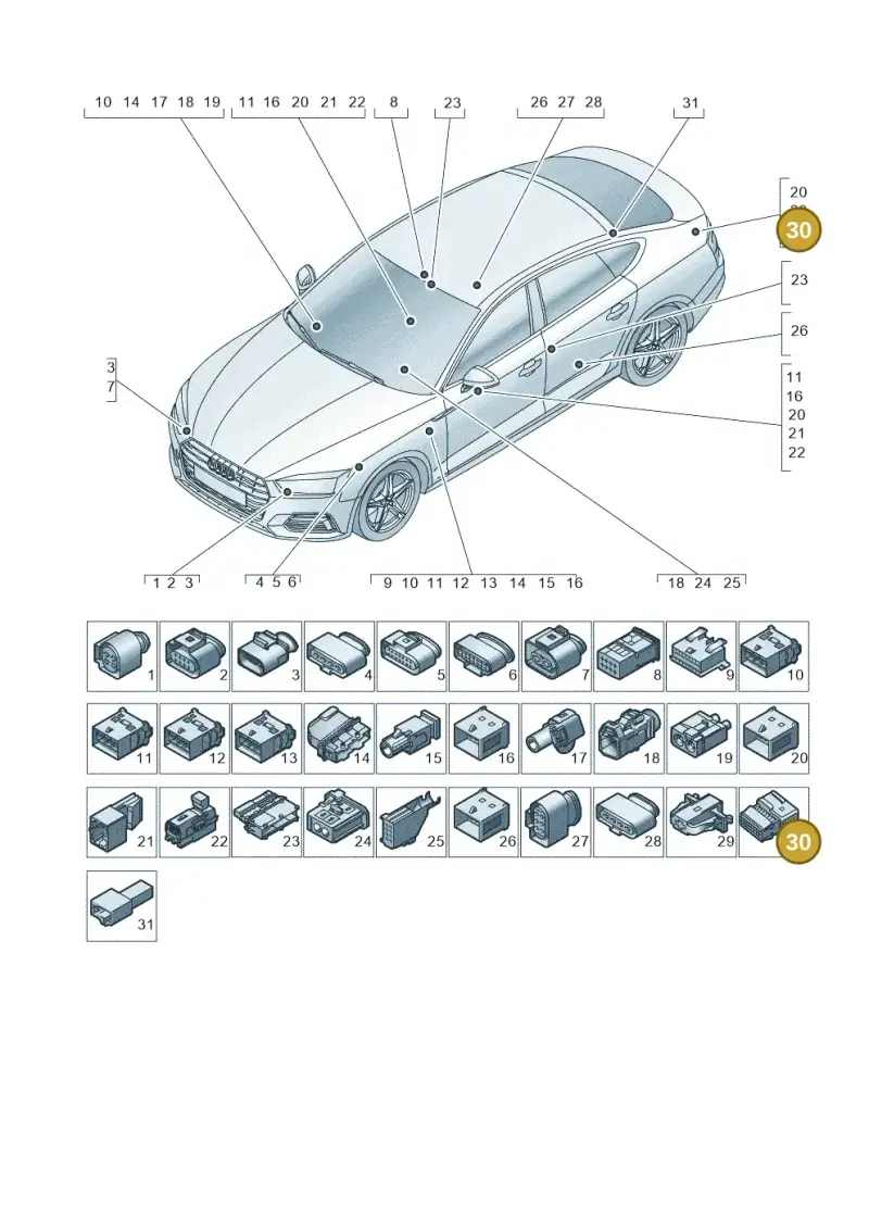 8E0972416A — Audi RS5 Sportback (2017-) diagram 897971790, position 30