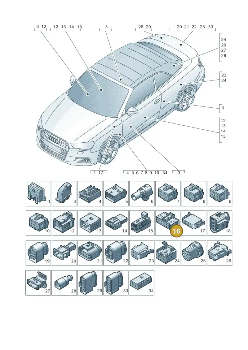 8E0972710 — Audi A3 Cabrio (2016-2020) diagram 891971790, position 16