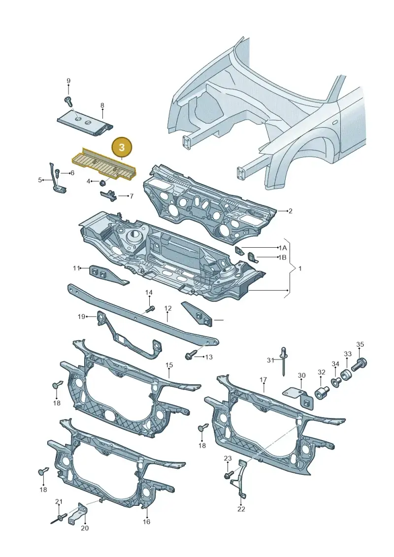8E1805229A — Audi A4/S4/Av./qu.     05> (2005-) diagram 249805000, position 3