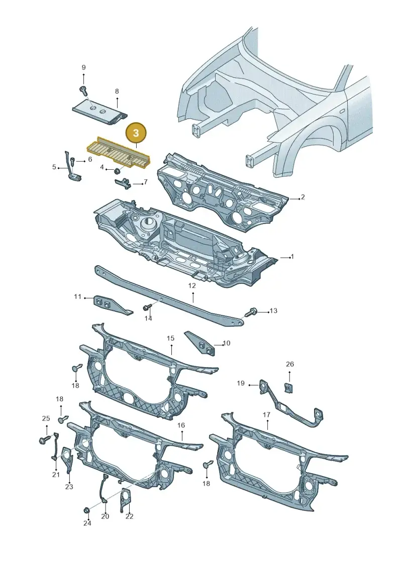 8E1805229A — Audi A4/S4 Cabrio./qu. (2002-2006) diagram 273805000, position 3