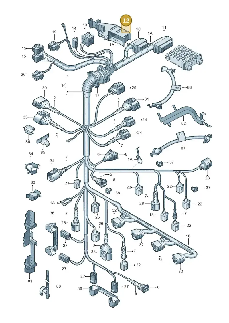 8E1937503A — Audi A4/S4 Cabrio./qu. (2002-2006) diagram 249971140, position 12