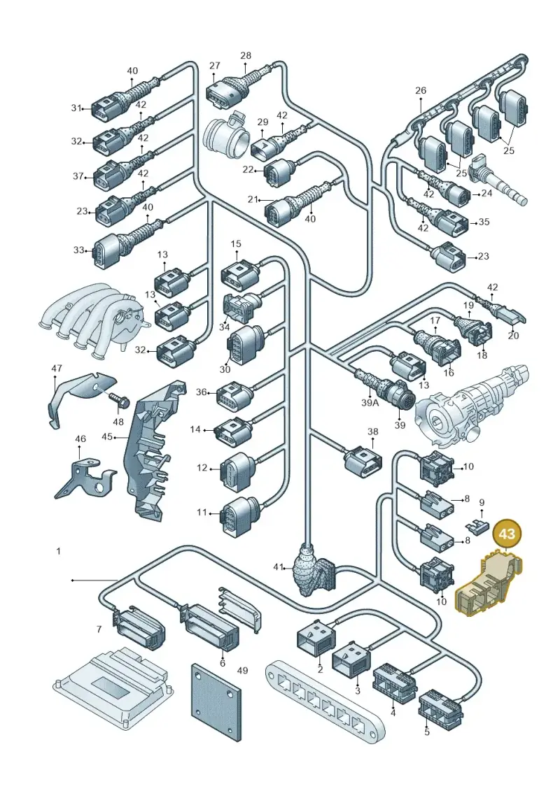 8E1937503A — Audi A4/S4/Av./qu. (2001-2004) diagram 249971200, position 43