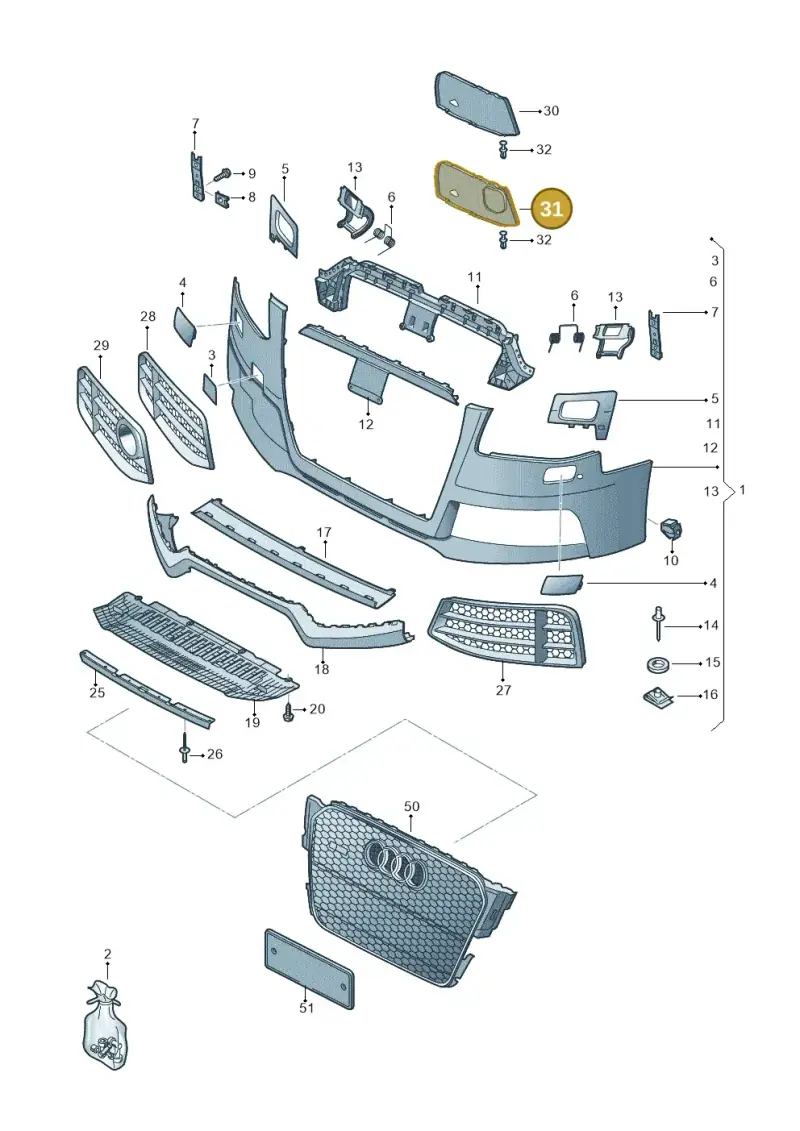8F0807820A — Audi RS5 Cabrio (2012-2015) diagram 759807100, position 31