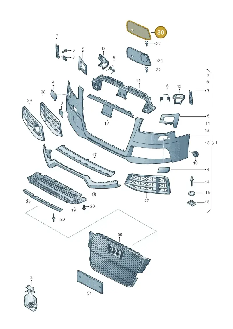 8F0807820 — Audi RS5 Cabrio (2012-2015) diagram 759807100, position 30