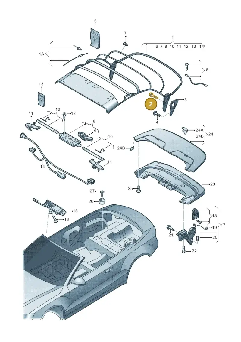 8F0871291 — Audi RS5 Cabrio (2012-2015) diagram 670871100, position 2
