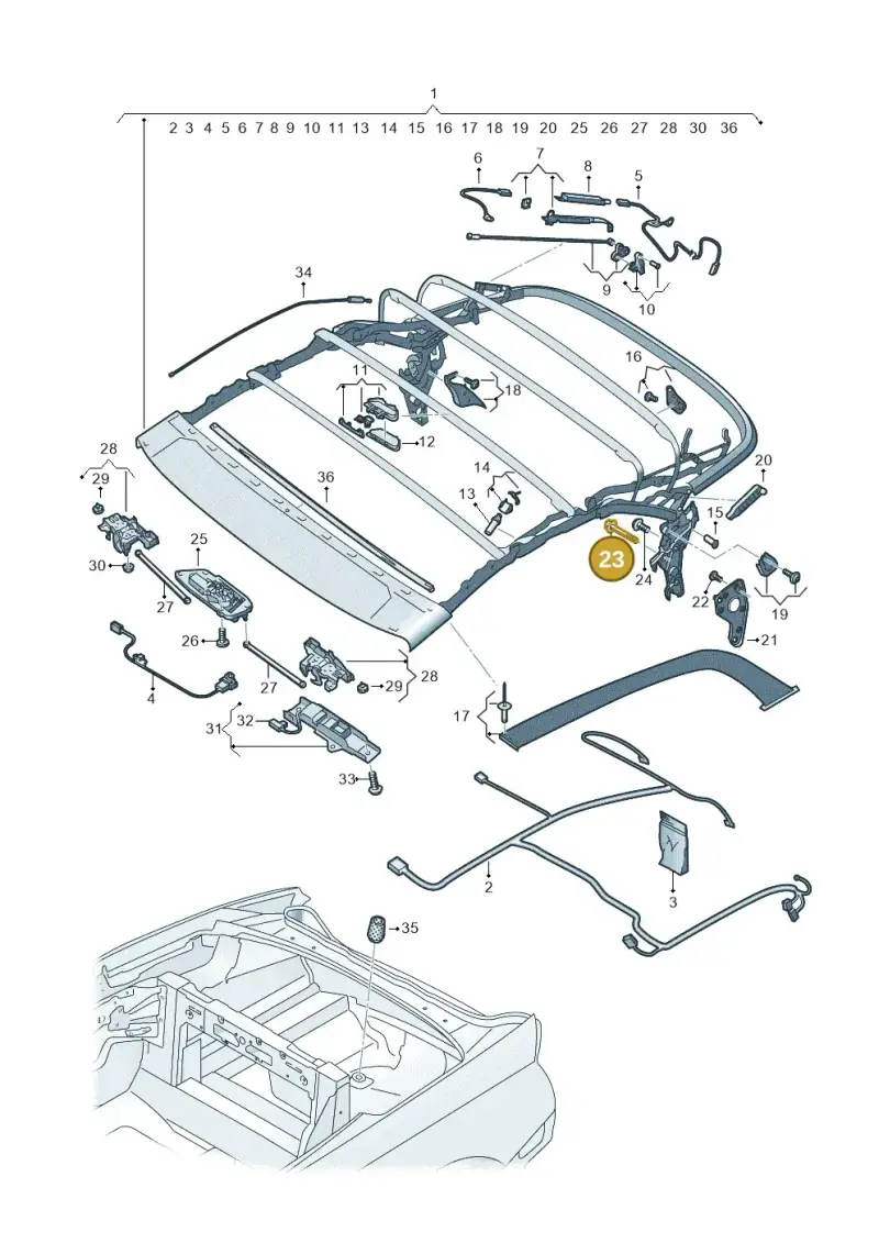 8F0871291 — Audi A5 Cabrio 2.0 (2016-2018) diagram 848871100, position 23