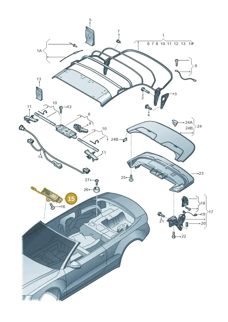8F0871398A — Audi RS5 Cabrio (2012-2015) diagram 670871100, position 15