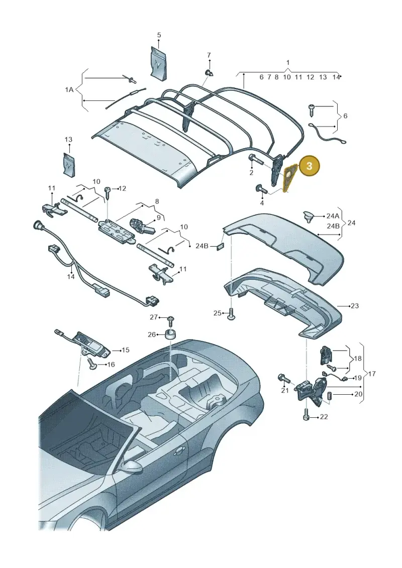 8F0871578B — Audi RS5 Cabrio (2012-2015) diagram 670871100, position 3