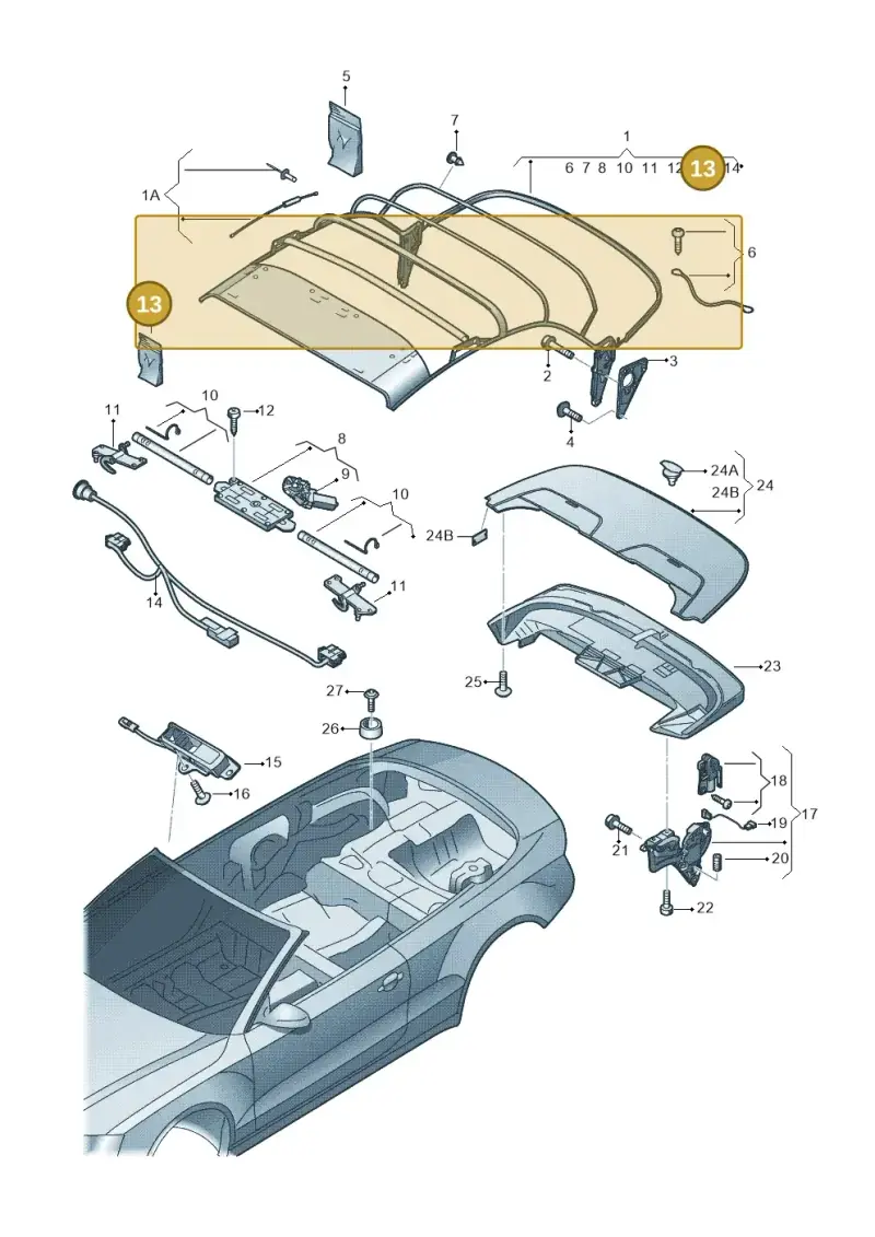 8F0898900 — Audi RS5 Cabrio (2012-2015) diagram 670871100, position 13