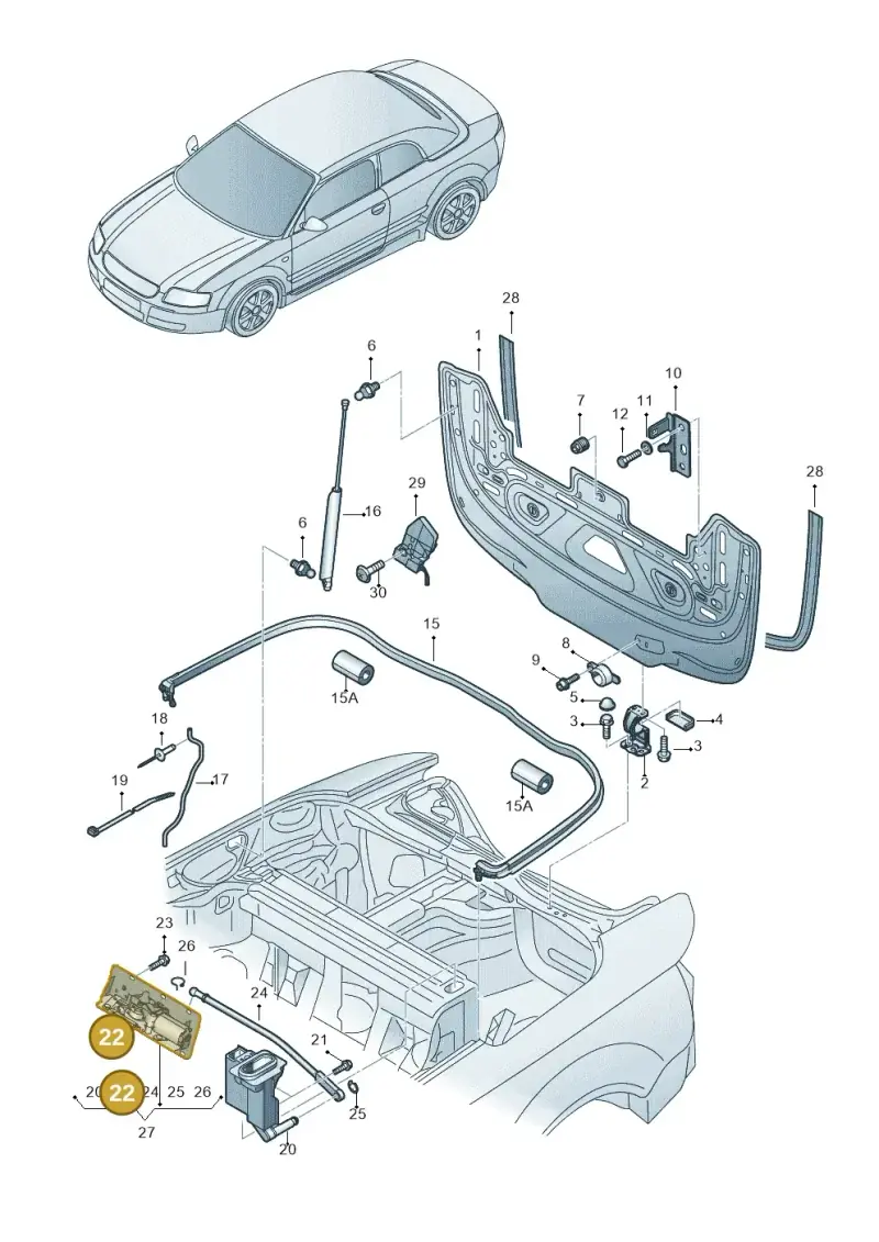 8H0825401A — Audi RS4 Cabrio qu.    08> (2007-) diagram 273825000, position 22