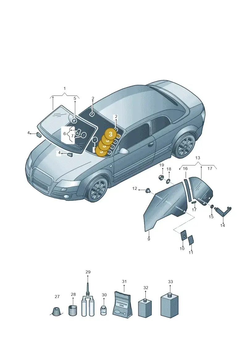 8H0845471A — Audi RS4 Cabrio qu.    08> (2007-) diagram 492845000, position 3