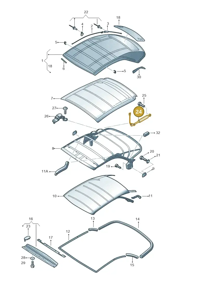 8H0871537 — Audi RS4 Cabrio qu.    08> (2007-) diagram 273871100, position 24