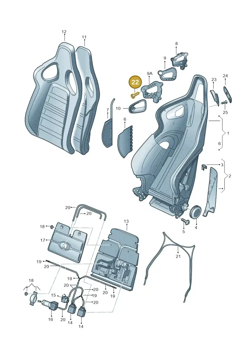 8H0898022A — Audi R8 qu. 5.2 (2012-2015) diagram 605881550, position 22