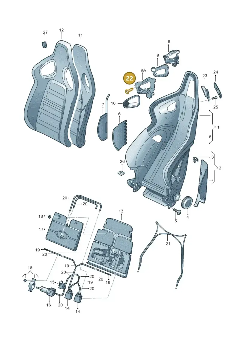 8H0898022A — Audi RS5 Cabrio (2012-2015) diagram 759881550, position 22