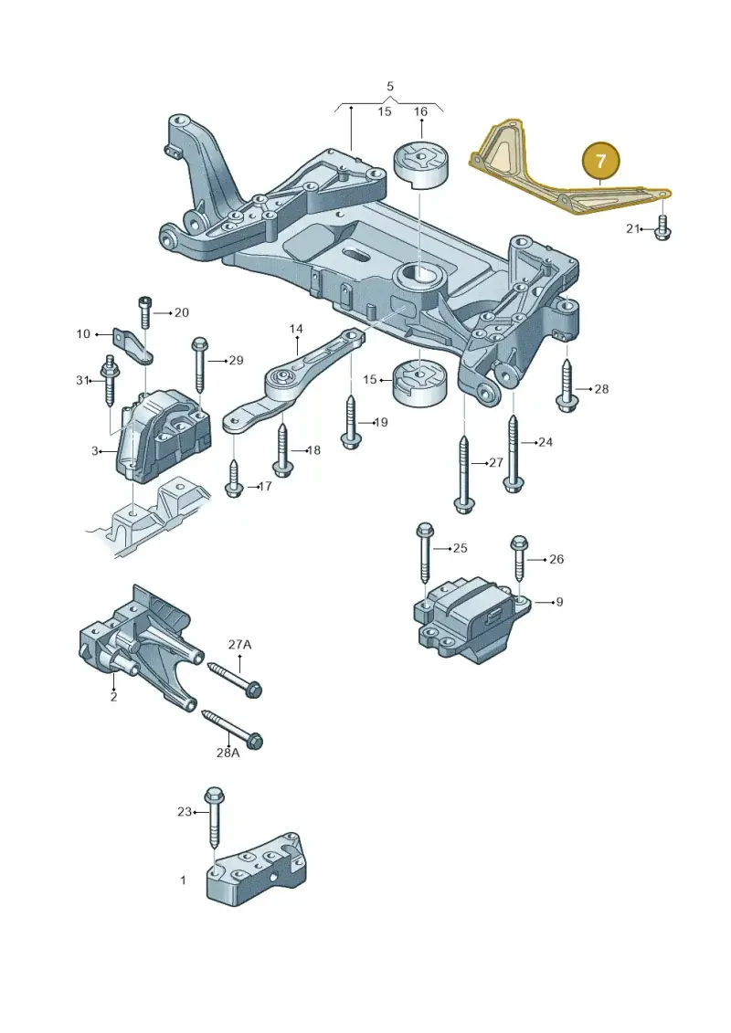 8J0199403A — Audi TT Coupe/Roadster 08> (2007-) diagram 609199500, position 7