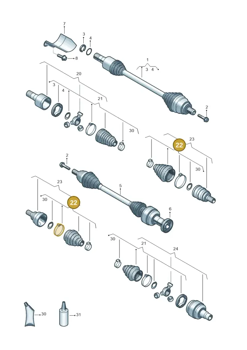 8J0498203 — Audi RSQ3 Sportback (2019-2024) diagram 884407700, position 22