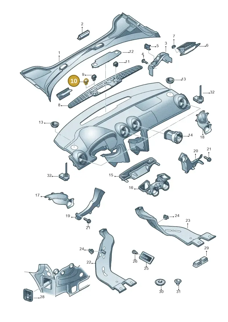 8J08196814PK — Audi RS3 Sportback (2011-2012) diagram 412819300, position 10