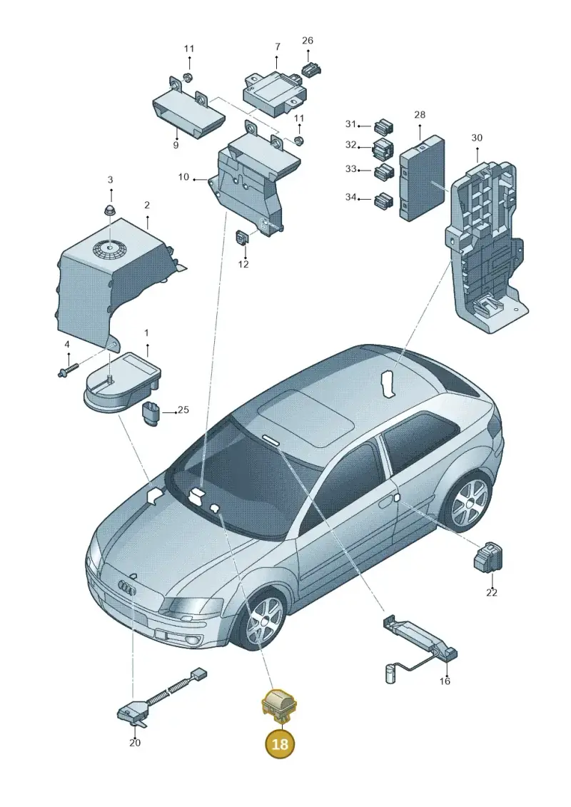 8J0919238 — Audi RS3 Sportback (2011-2012) diagram 412951400, position 18