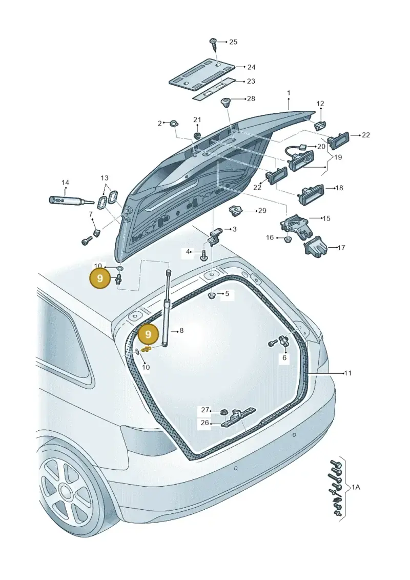 8J8827439D — Audi A3 Sportback (2016-2020) diagram 745827100, position 9
