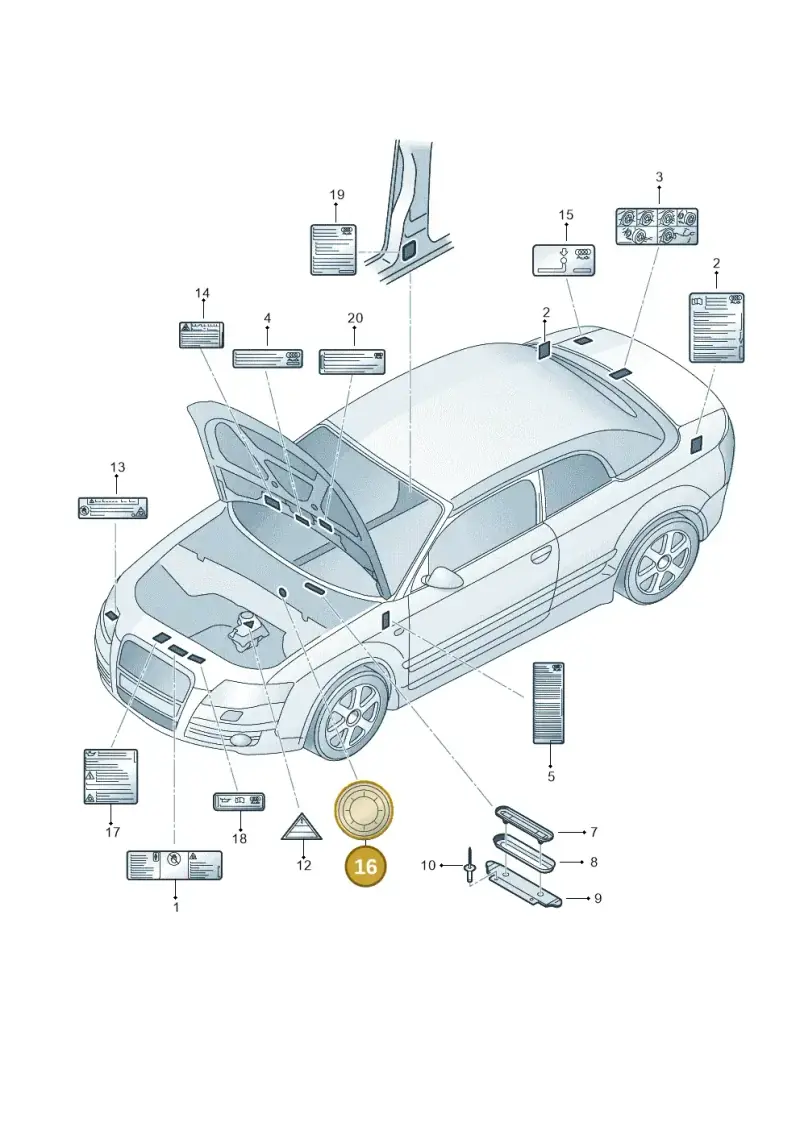 8K0010571B — Audi R8                08> (2007-) diagram 492010050, position 16