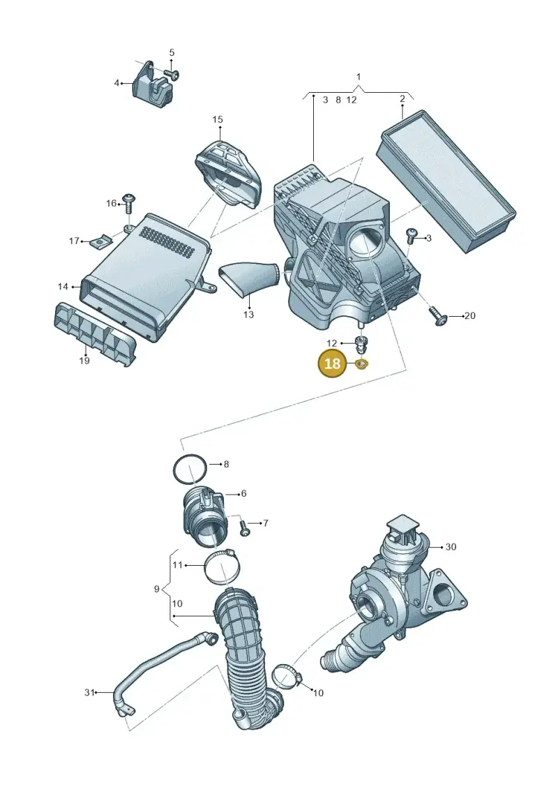 8K0129697 — Audi Q5 qu. 2.0 TDI (2012-2017) diagram 647129300, position 18