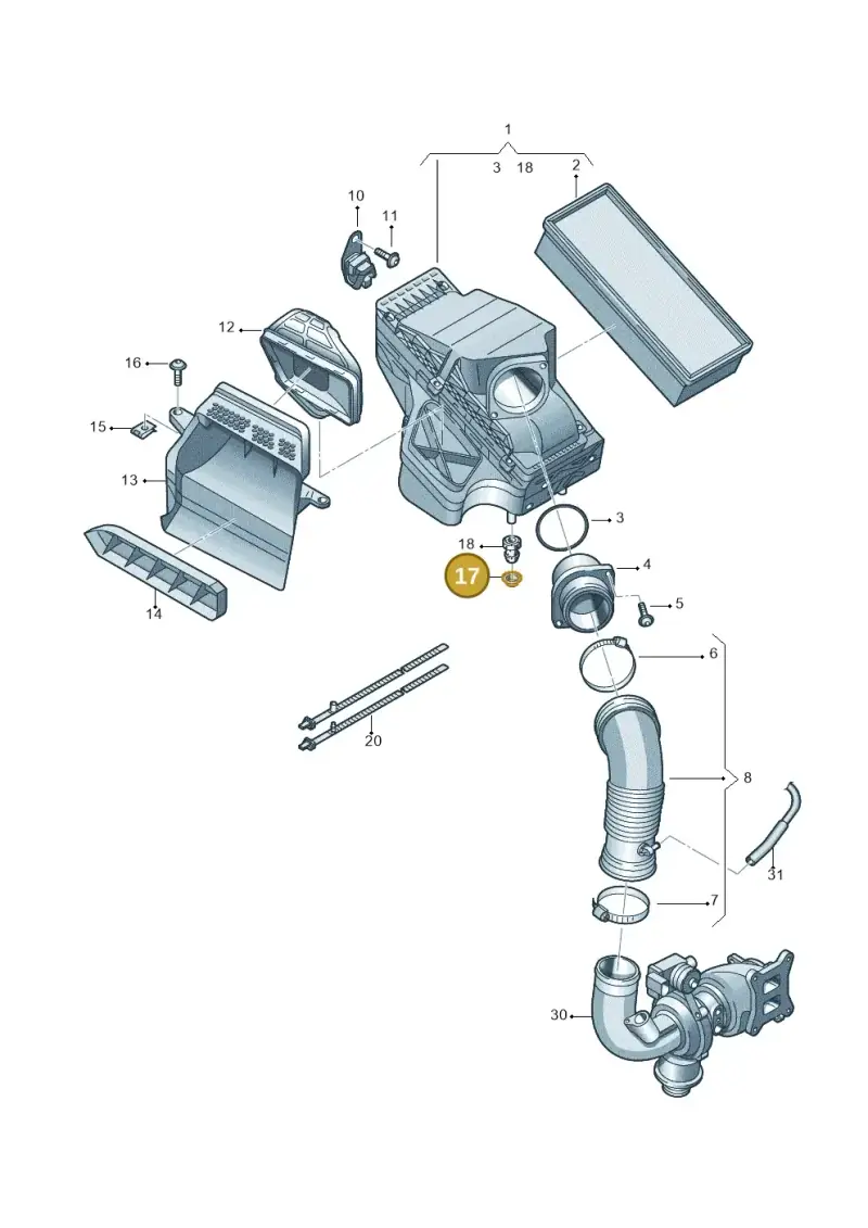 8K0129697 — Audi A4L 2.0 (2008-2012) diagram 724133020, position 17