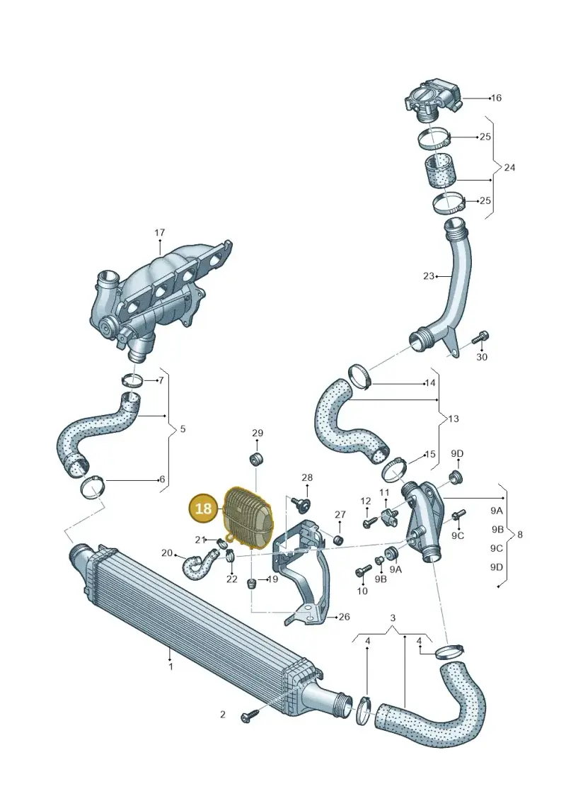 8K0129955A — Audi A6 2.0 tdi (2010-2015) diagram 717145450, position 18