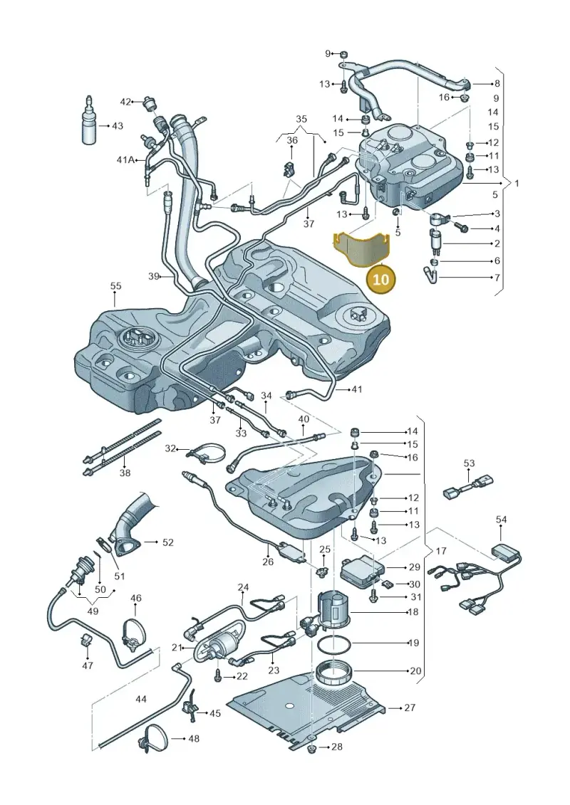 8K0131331A — Audi A5 Sportback (2011-2017) diagram 636201150, position 10