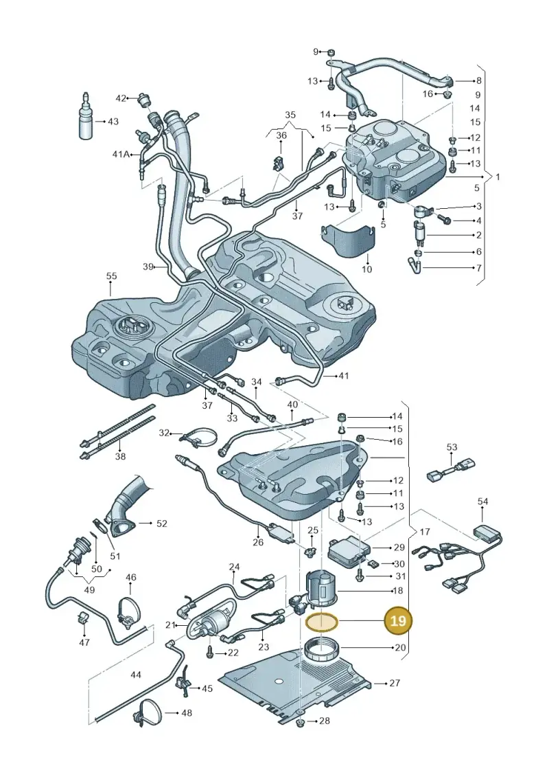 8K0131357 — Audi A5 Sportback (2011-2017) diagram 636201150, position 19