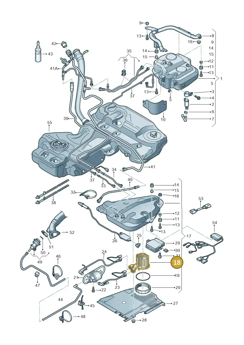 8K0131907E — Audi A5 Sportback (2011-2017) diagram 636201150, position 18