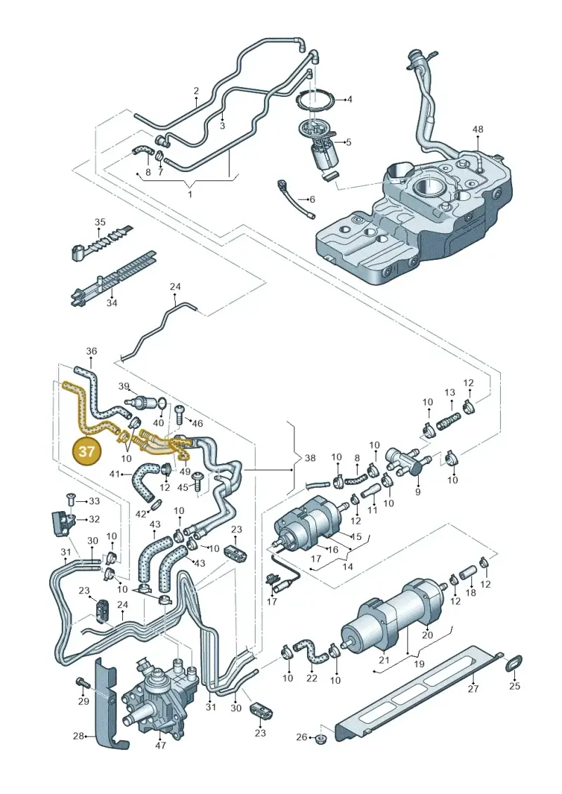 8K0201404J — Audi Q5 qu. 2.0 TDI (2008-2012) diagram 647201200, position 37