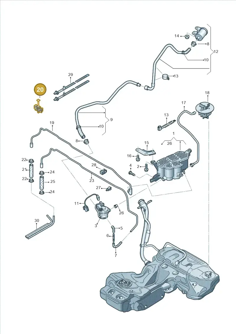 8K0201449Q — Audi A4 av. 2.0 tdi (2011-2015) diagram 620201600, position 20