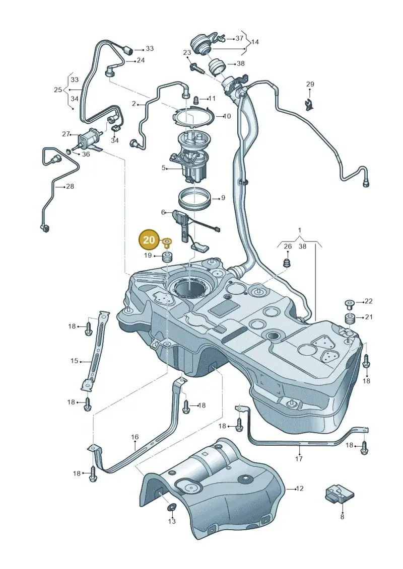 8K0201693B — Audi Q5 (2016-2025) diagram 896201200, position 20