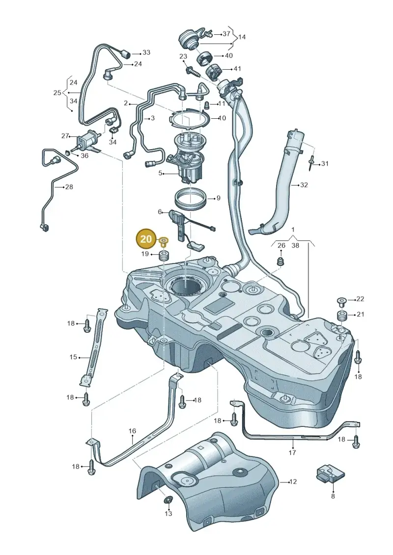 8K0201693B — Audi Q5 (2016-2025) diagram 896201250, position 20