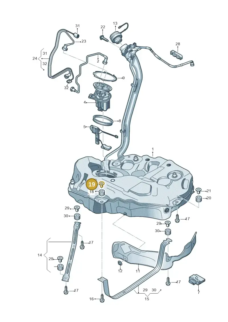 8K0201693B — Audi A5 Sportback (2016-2025) diagram 897201000, position 19