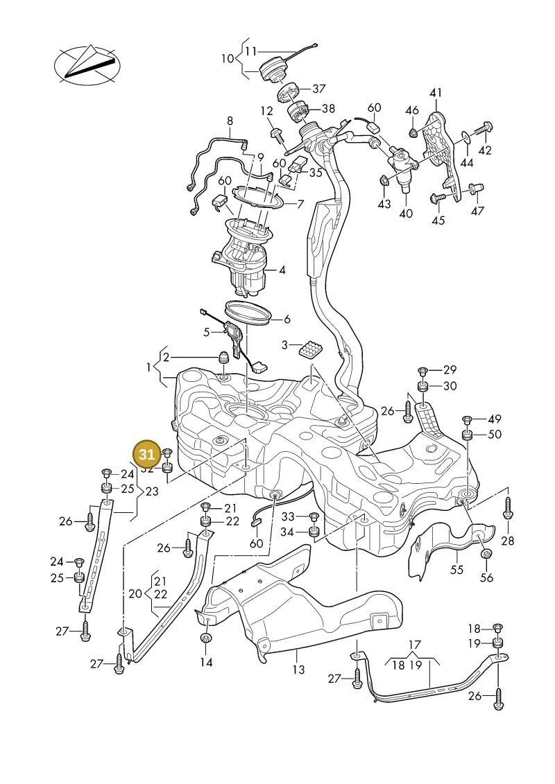 8K0201693B — Audi A5 Limousine (2024-2025) diagram 8wh201000, position 31