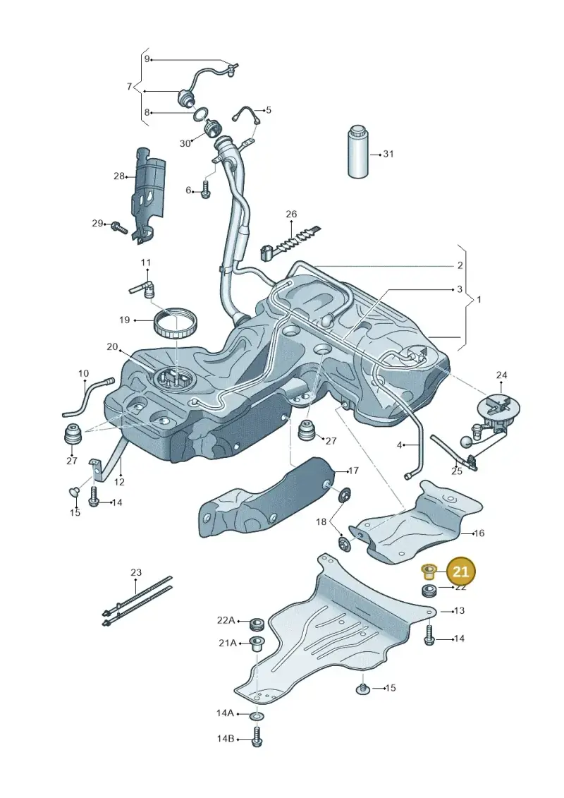 8K0201693C — Audi A4 Av. Allroad (2008-2016) diagram 620201100, position 21