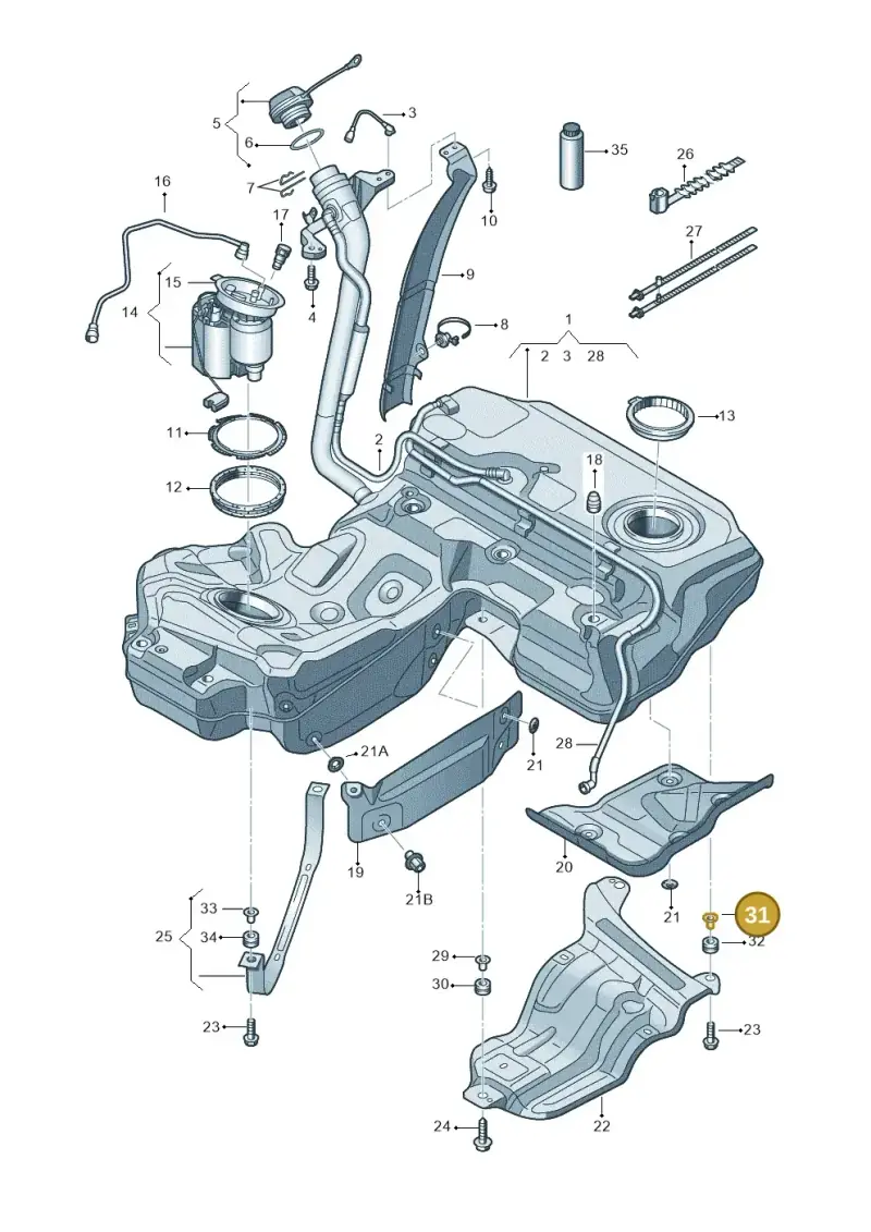 8K0201693C — Audi A7 Sportback (2014-2018) diagram 711201000, position 31