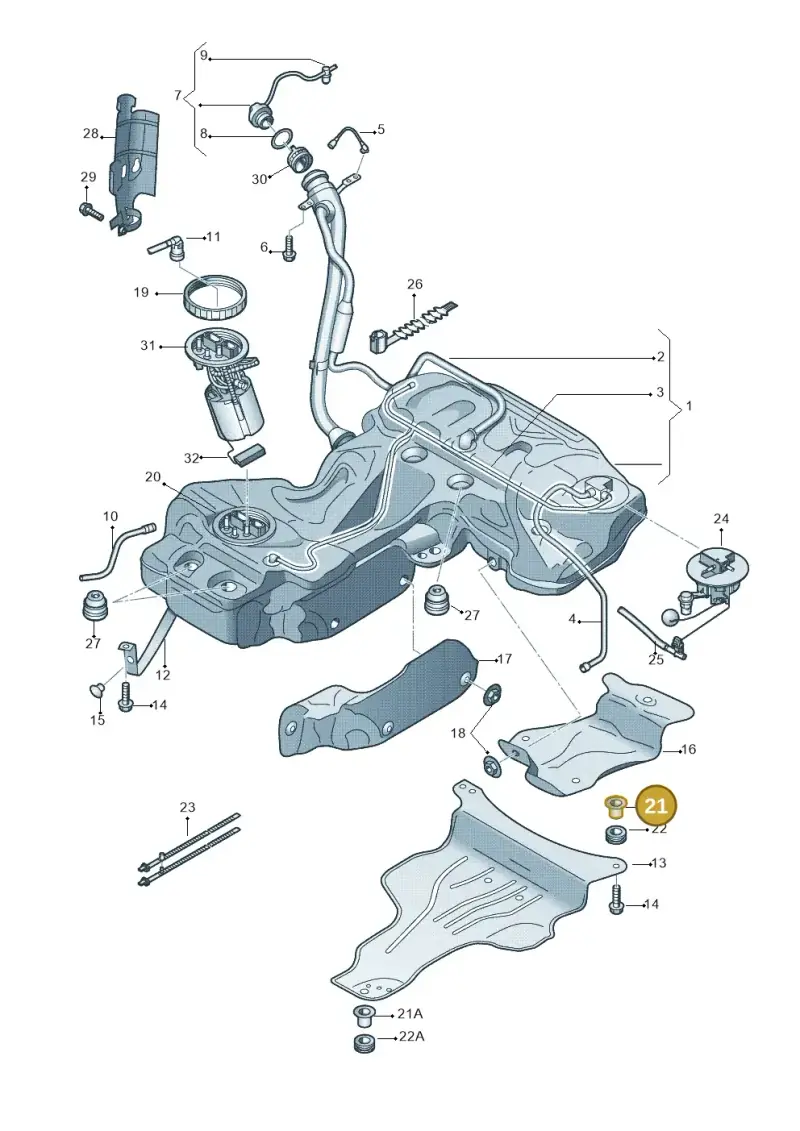 8K0201693C — Audi A5 Sportback (2011-2017) diagram 736201050, position 21