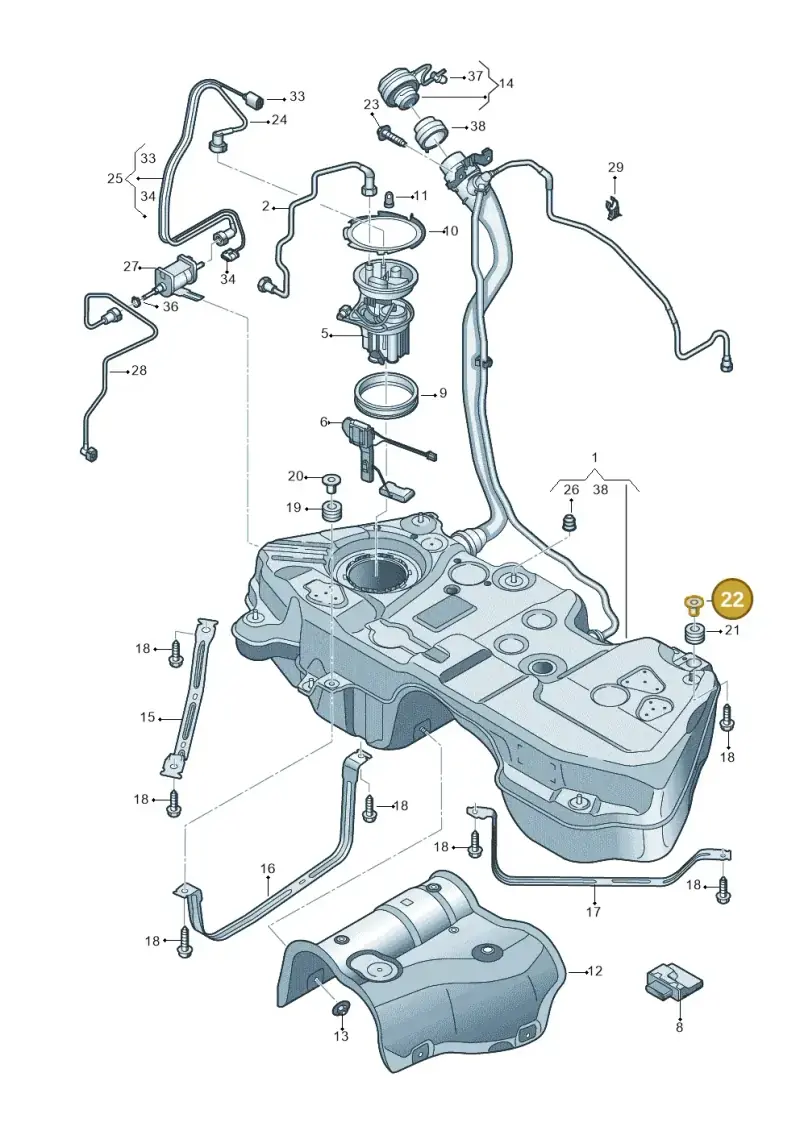 8K0201693D — Audi Q5 (2016-2020) diagram 896201200, position 22