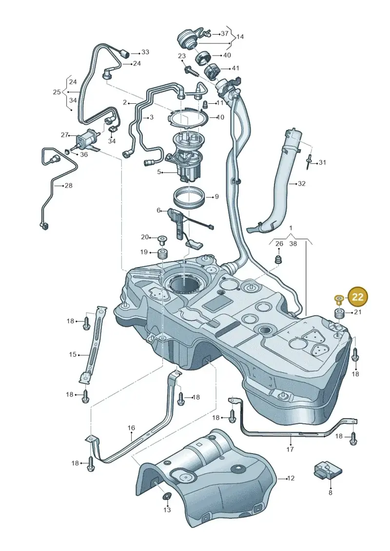 8K0201693D — Audi Q5 (2016-2020) diagram 896201250, position 22