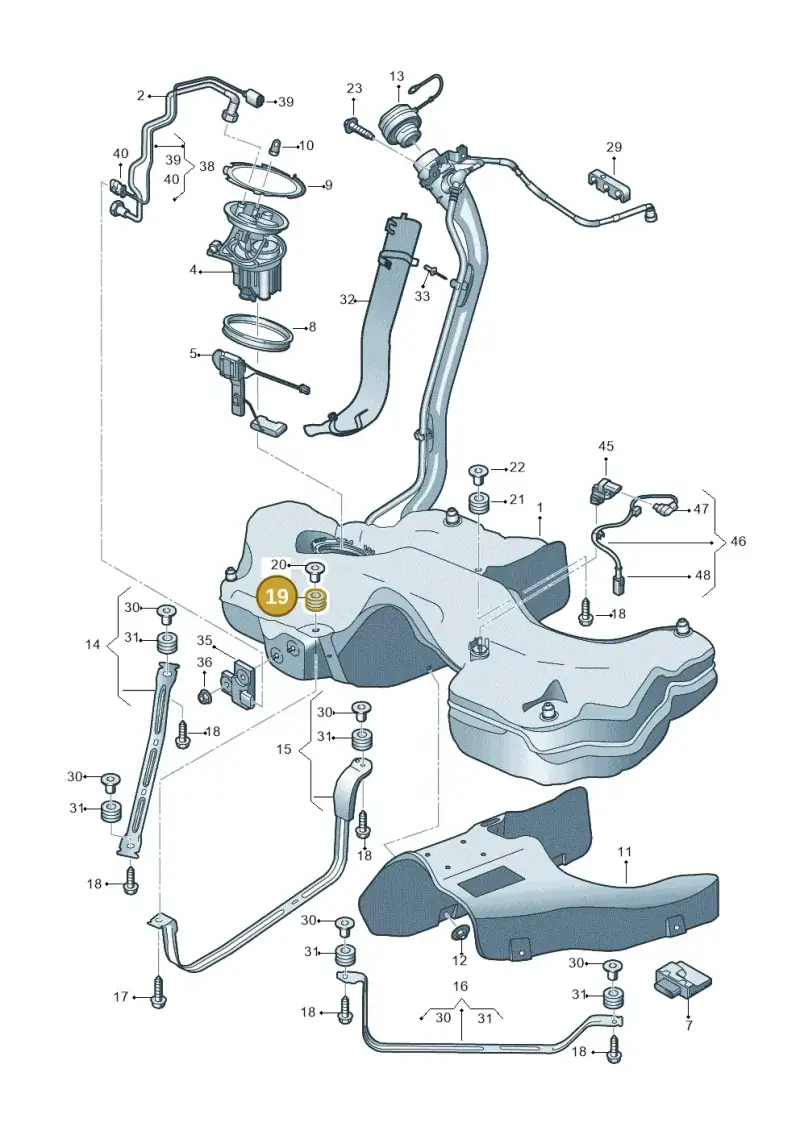 8K0201840B — Audi A5 Cabriolet (2016-2025) diagram 897201020, position 19