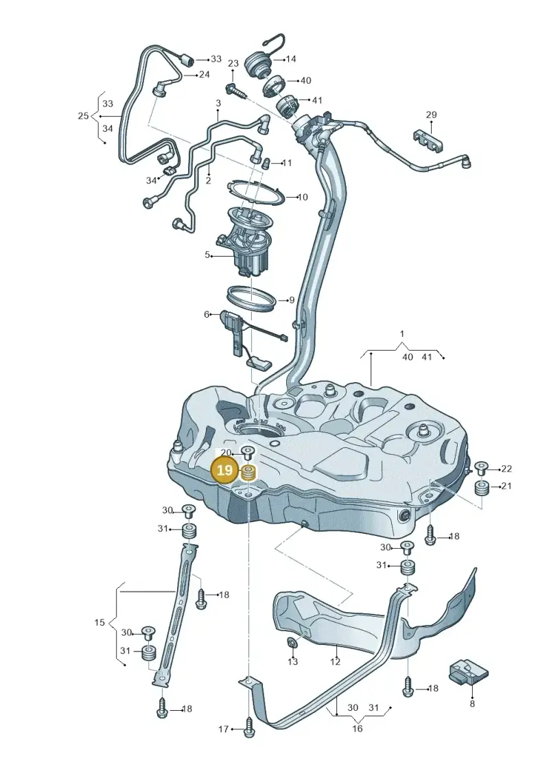 8K0201840B — Audi A5 Sportback (2016-2025) diagram 897201050, position 19