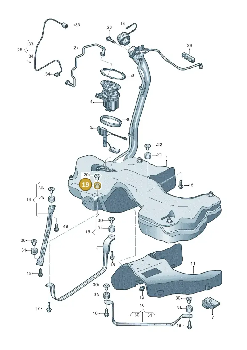 8K0201840B — Audi A5 Sportback (2016-2025) diagram 897201100, position 19