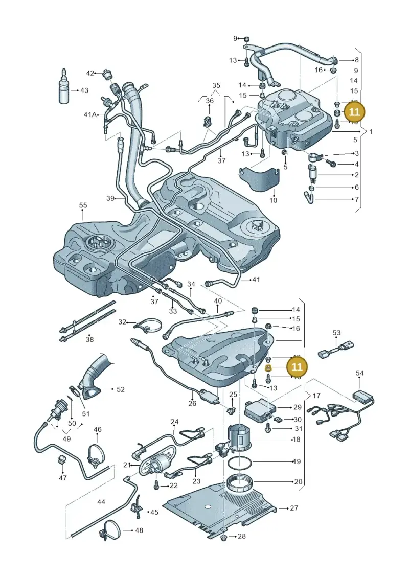 8K0201840E — Audi A5 Sportback (2011-2017) diagram 636201150, position 11