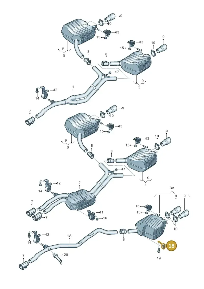 8K0253144A — Audi A5 Sportback (2011-2017) diagram 620253950, position 18