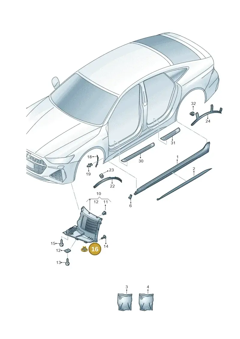 8K0261595 — Audi RS7 Sportback (2019-) diagram 538853000, position 16
